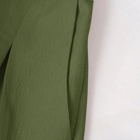 Army Green Elegant Women's Casual Solid Color Lantern Sleeve Jumpsuit - Picture 5 of 9